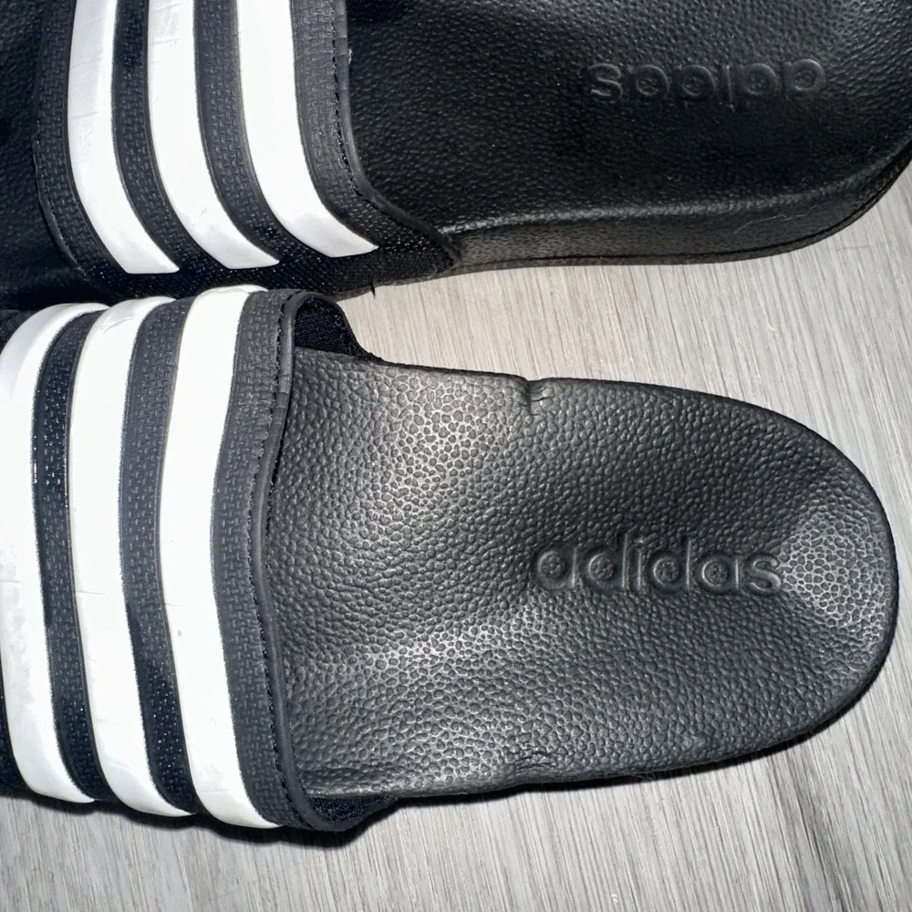 Adidas Kids Black White Slides‎ Sandals Slip On Size 13